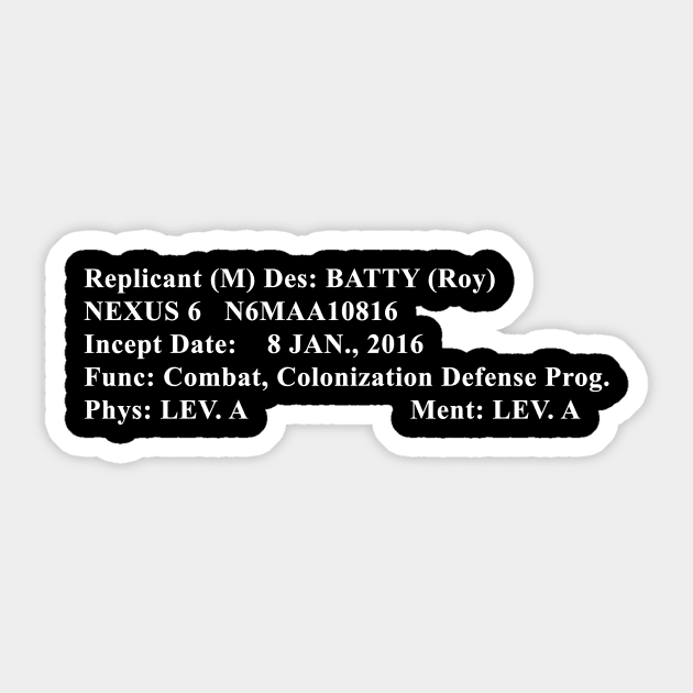 Roy Batty Bio Sticker by Woah_Jonny